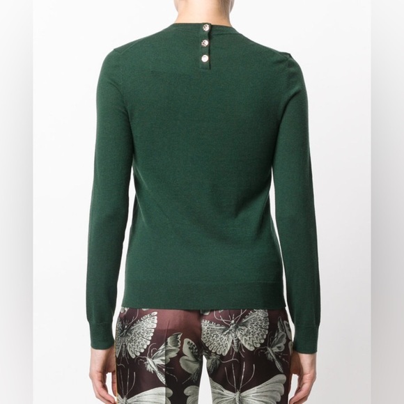Tory Burch | Iberia Long Sleeve Pullover Sweater In Emerald Green Size XXS - Picture 3 of 10